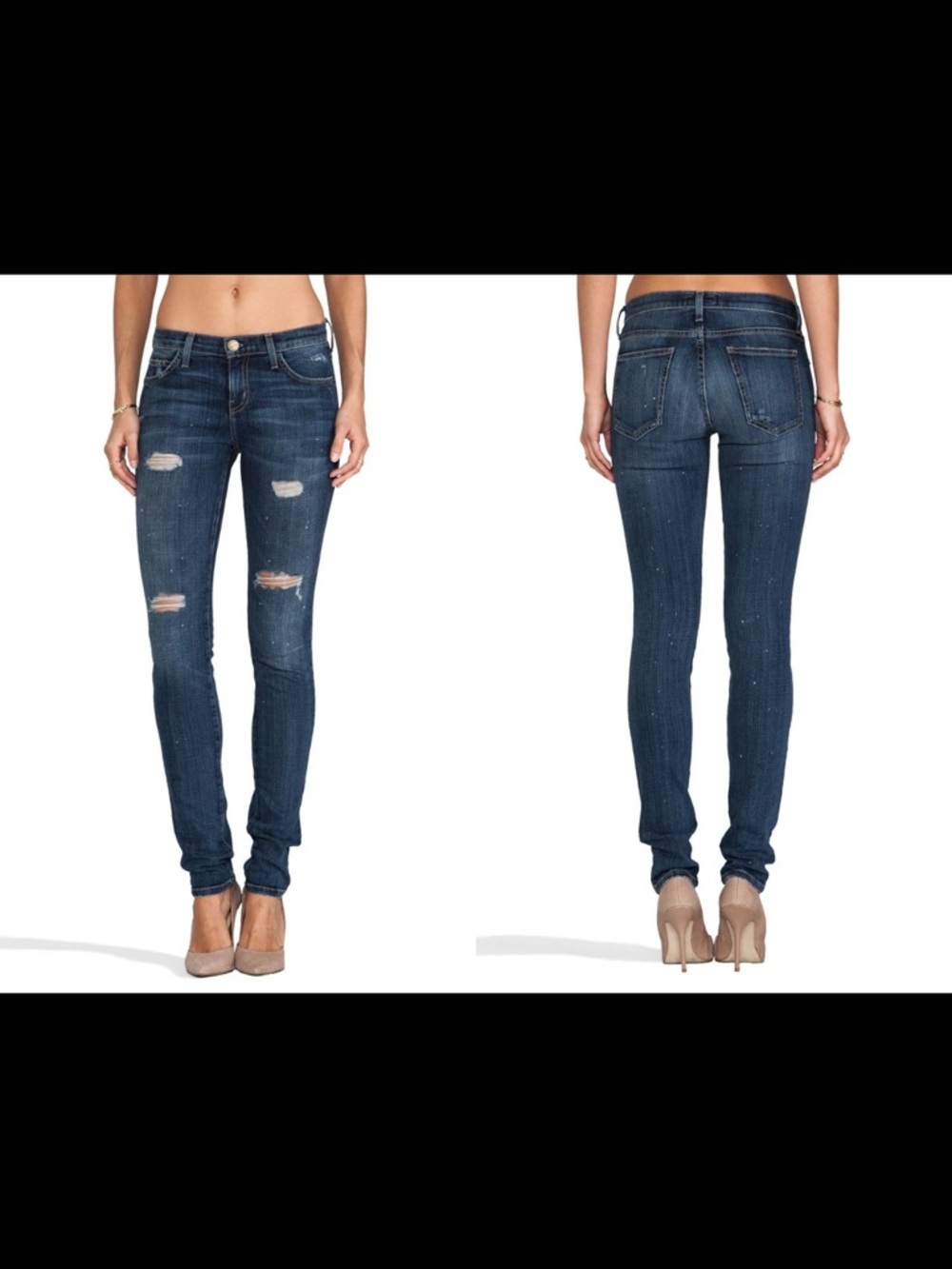 NWT Current Elliott Skinny Jeans 28 Love Destroyed Distressed Y2K Grunge Ripped